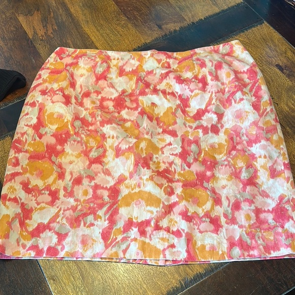 Talbots Pink and Yellow Floral Mini Skirt petite 18W - Picture 1 of 6